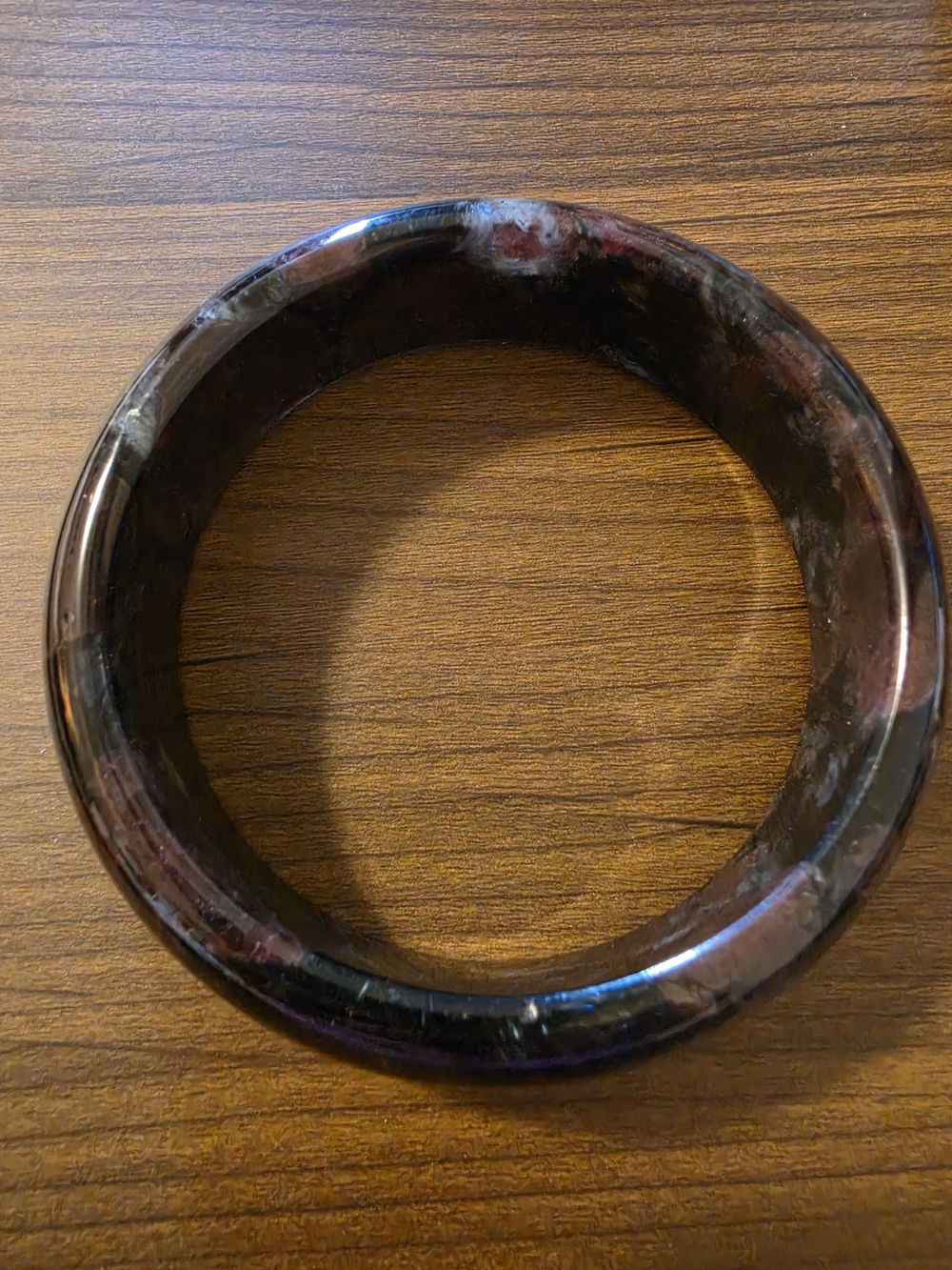 Garnet Bangle - Dark Marbled Purple-Black - Size 64mm Diameter Size